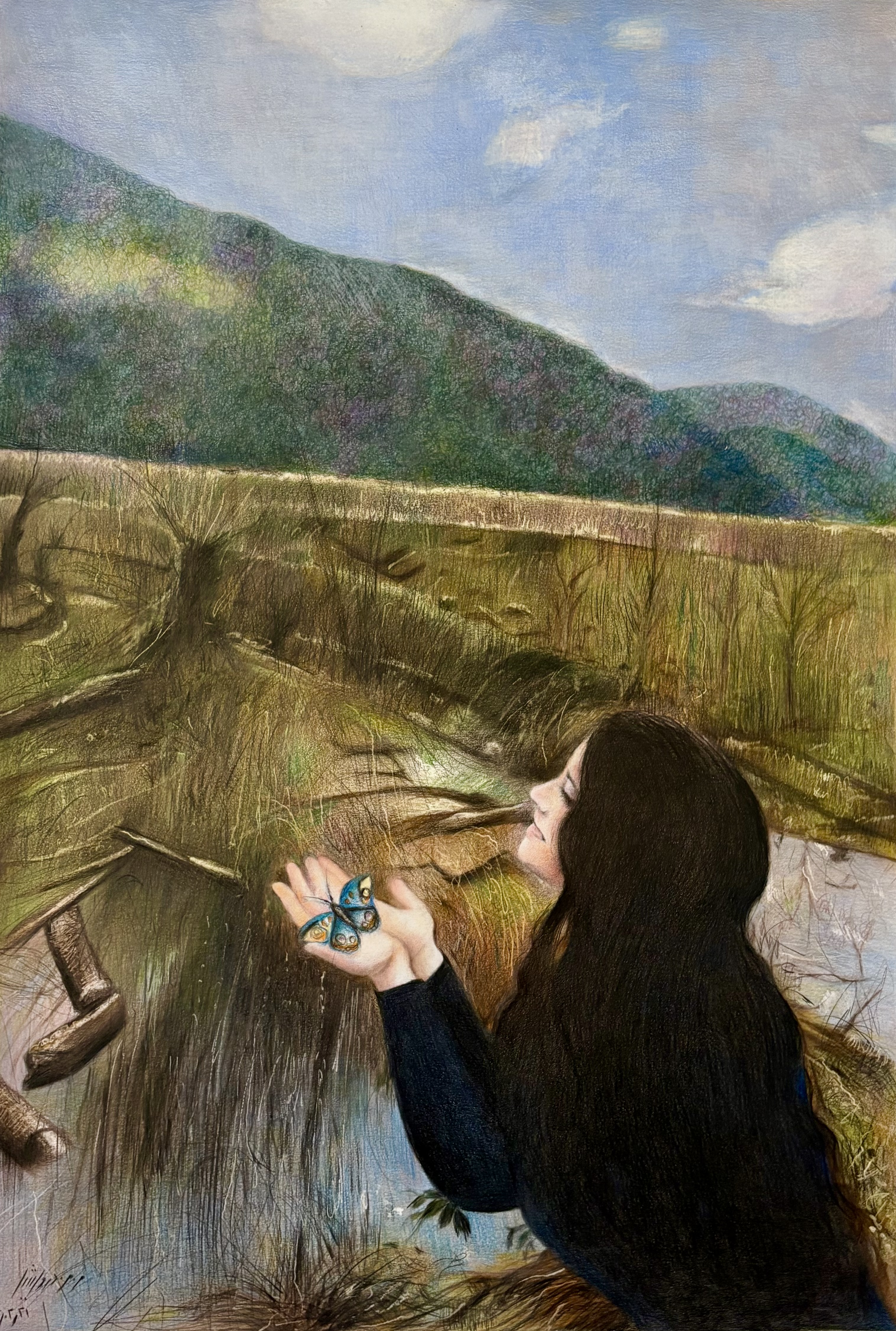 Another view of After the Silent World — a series of three paintings: Nooshahr Forest, Avidar Lake, and The Butterfly and the Sky