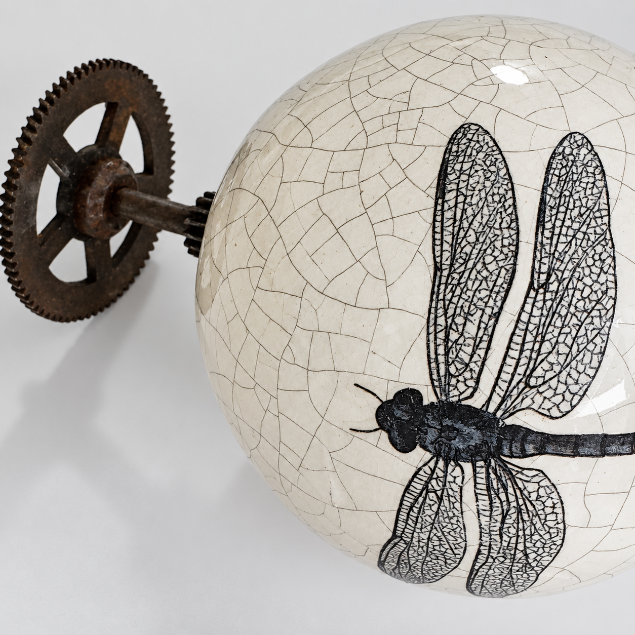 Another view of Clock Sphere with a Dragonfly (Victorian’s Bauhaus)