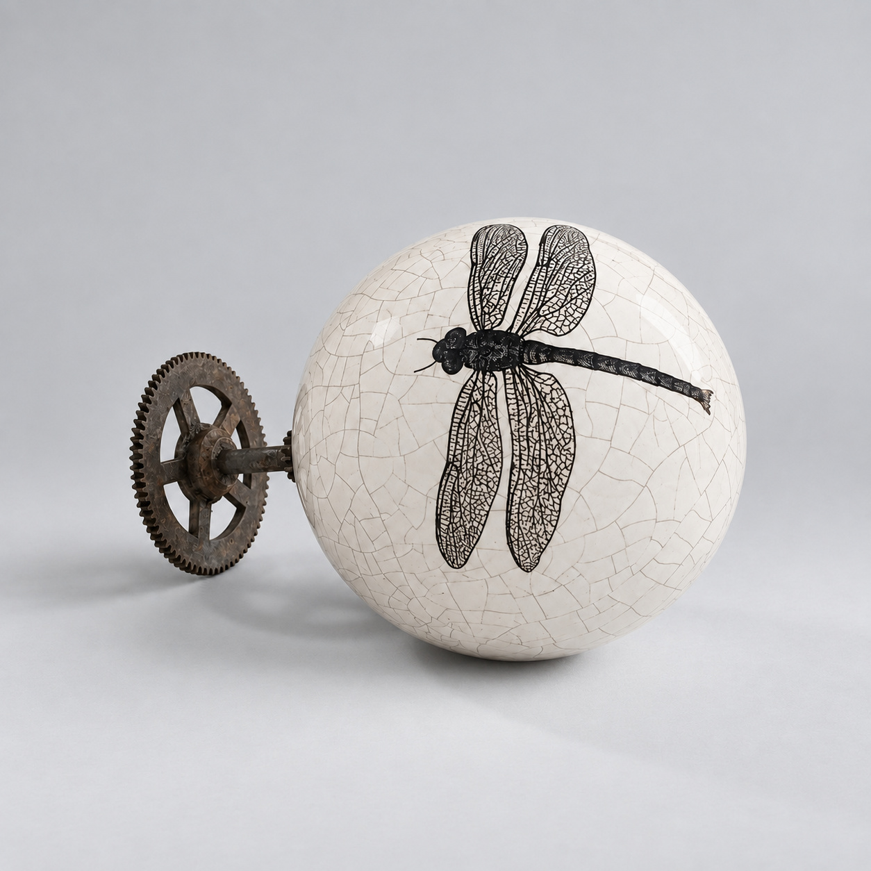 Clock Sphere with a Dragonfly (Victorian’s Bauhaus) by Katarzyna Handzlik